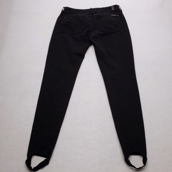 7 For All Mankind Casual Button Zip Denim Dark Wash Jeans Womens Size 30 Black - Picture 7 of 8